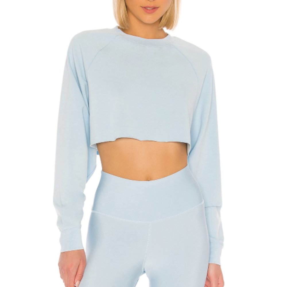 ALO Double Take Cropped Pullover Blue